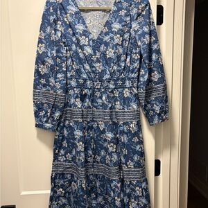 Loft Fashion Navy Floral Long Sleeve Dress